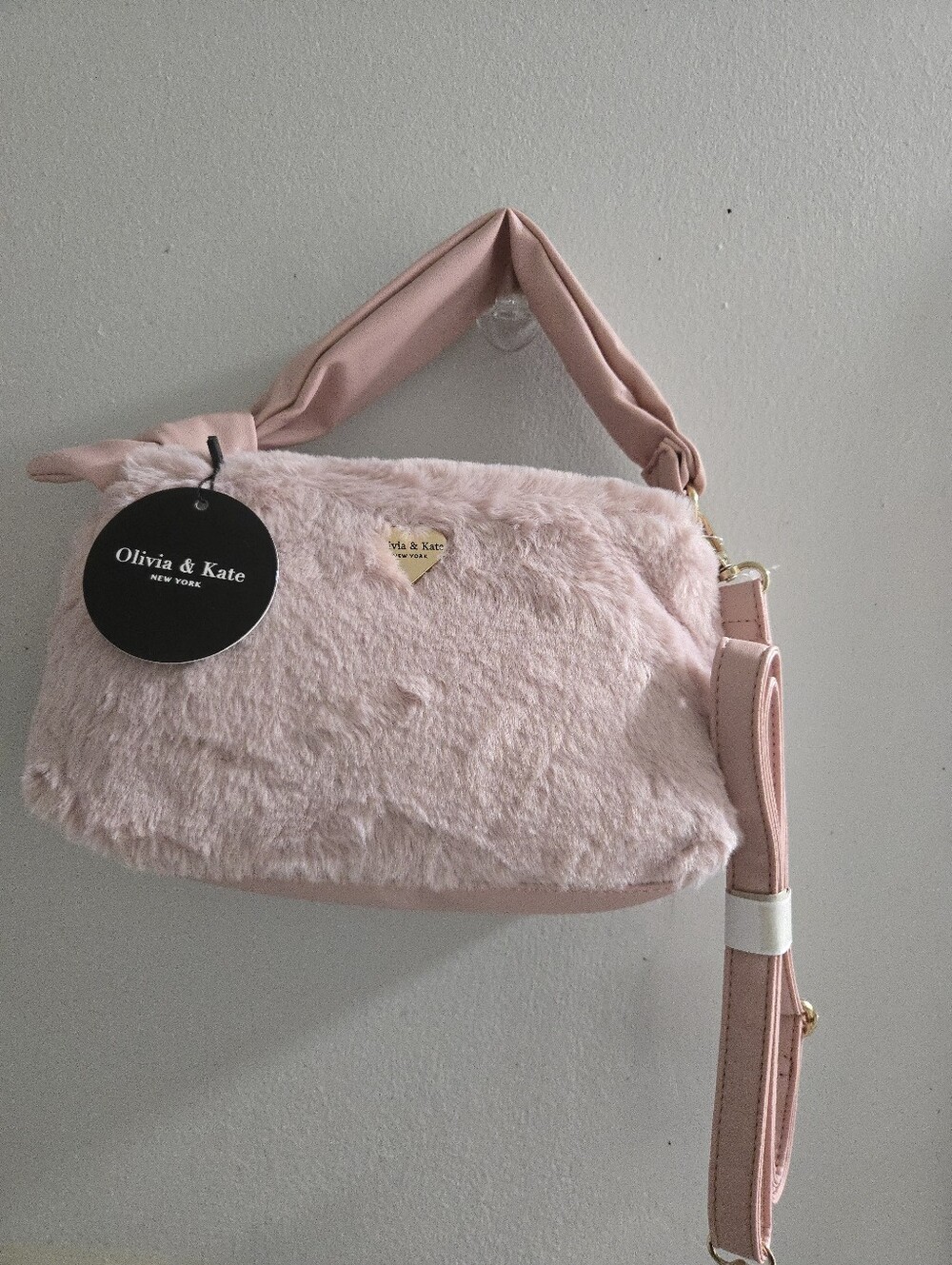 Olivia & Kate New York Pink Faux Fur Shoulder Bag